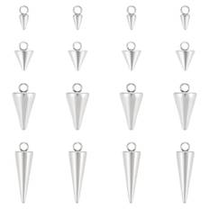 UNICRAFTALE Cirka 48 st., 4 storlekar, spetsmönster berlocker, 304 rostfritt stål hängen, metall kon berlocker, små hål hängen för smycken, 6,5-18 mm