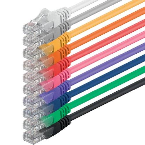 Nätverkskabel Cat.6-10 färger - 2 m - (set) - CAT6 Ethernet-kabel, LAN-kabel, 1000 Mbits (PoE) patchkabel