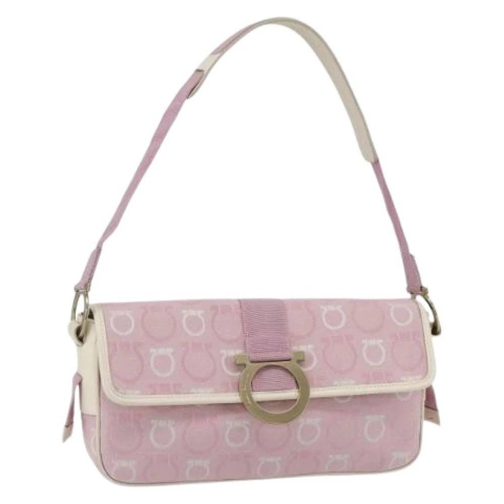 Salvatore Ferragamo Pre-owned Pre-owned Canvas Skuldertaske - Vintage - Dame - Lyserød - ONE SIZE - Uld