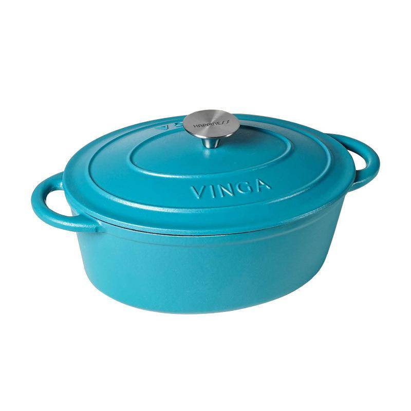 27 cm emaljerad gjutjärns oval gryta för långkok, grillning, brödbakning 3L kastrull köksredskap gjutjärns ugnsform blue