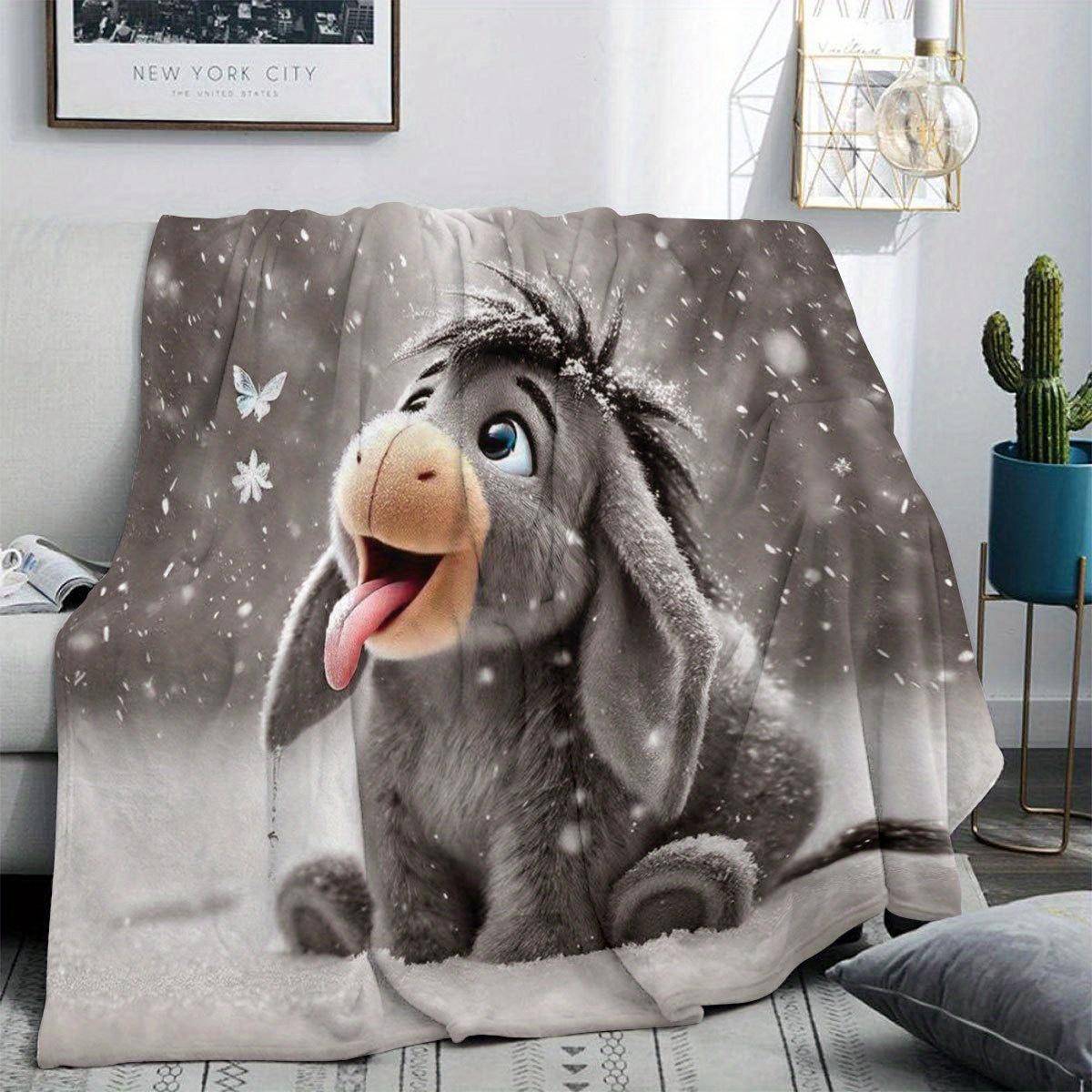 Eeyore Jul Thanksgiving Halloween Påsk Fleecefilt - Mjuk Varm Plysch, Digitaltryck, Vinterhelgpresenter Heminredning