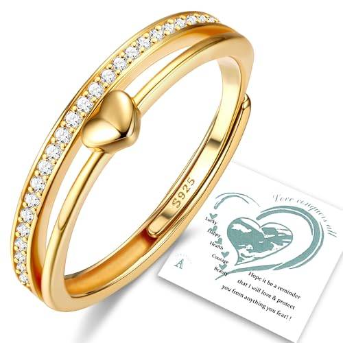 Adramata 925 sterling silver ring för kvinnor justerbara tumringar stapelbara hjärta ring evighet bröllopsring löftesring CZ förlovningsringar roséguld silver guld ringar för kvinnor