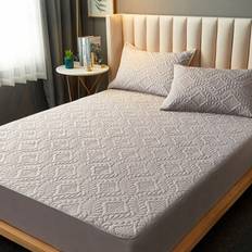 1pc Waterproof Fitted Sheet, Mattress Protector, All Seasons Fitted Sheets, Queen Twin Full King Size, Fitted Sheet, Deep Pocket Mattress Cover, Non-S - Grey - Multi-size