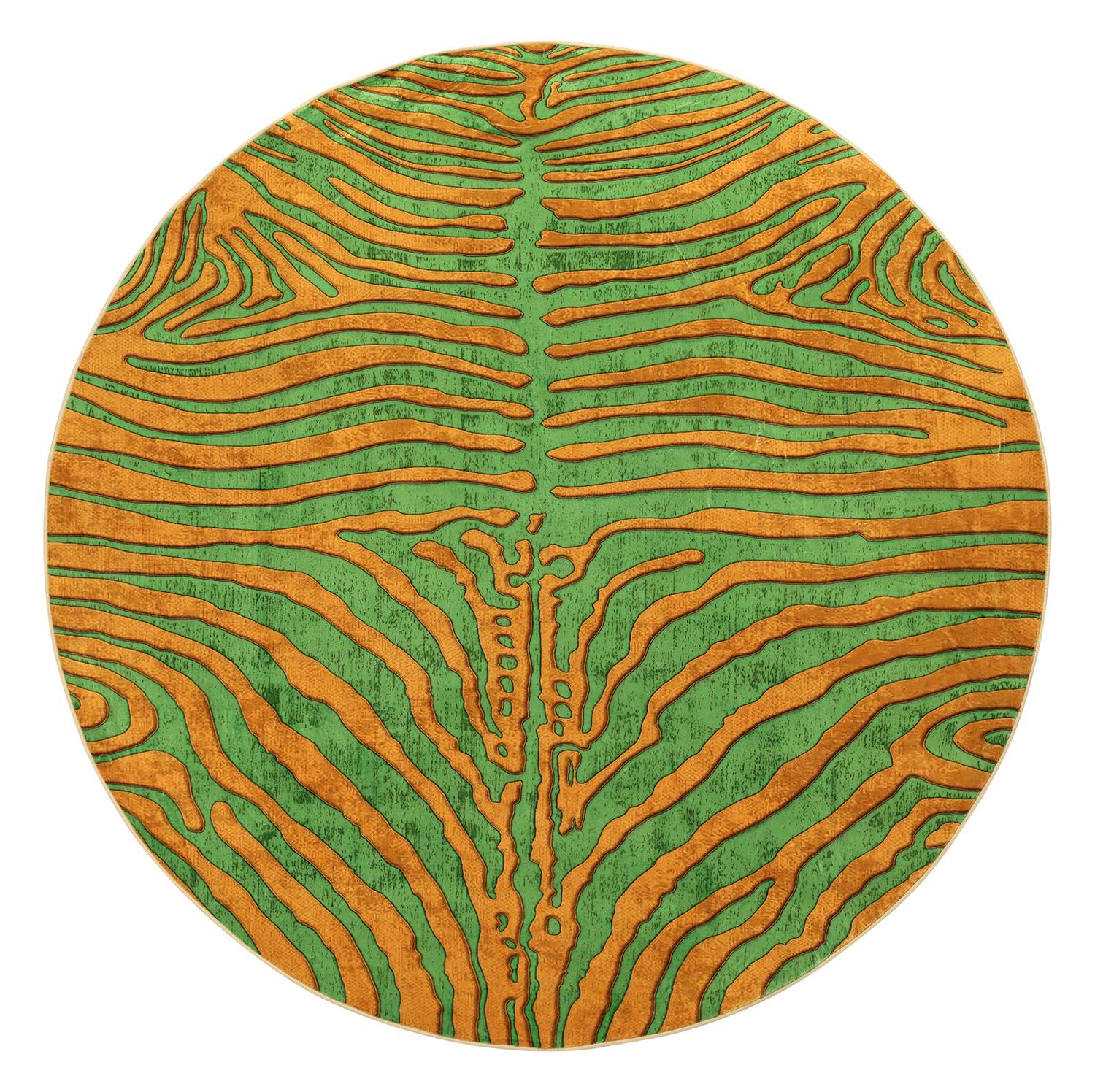 Rund matta - Zebra (grön/orange) (Storlek: Ø 160 cm)