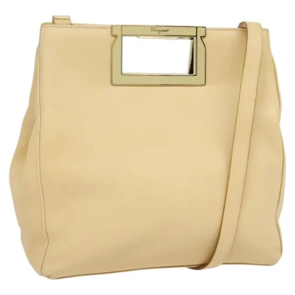 Salvatore Ferragamo Pre-owned Pre-owned Laeder hndtasker - Vintage - Dame - Beige - ONE SIZE - Uld