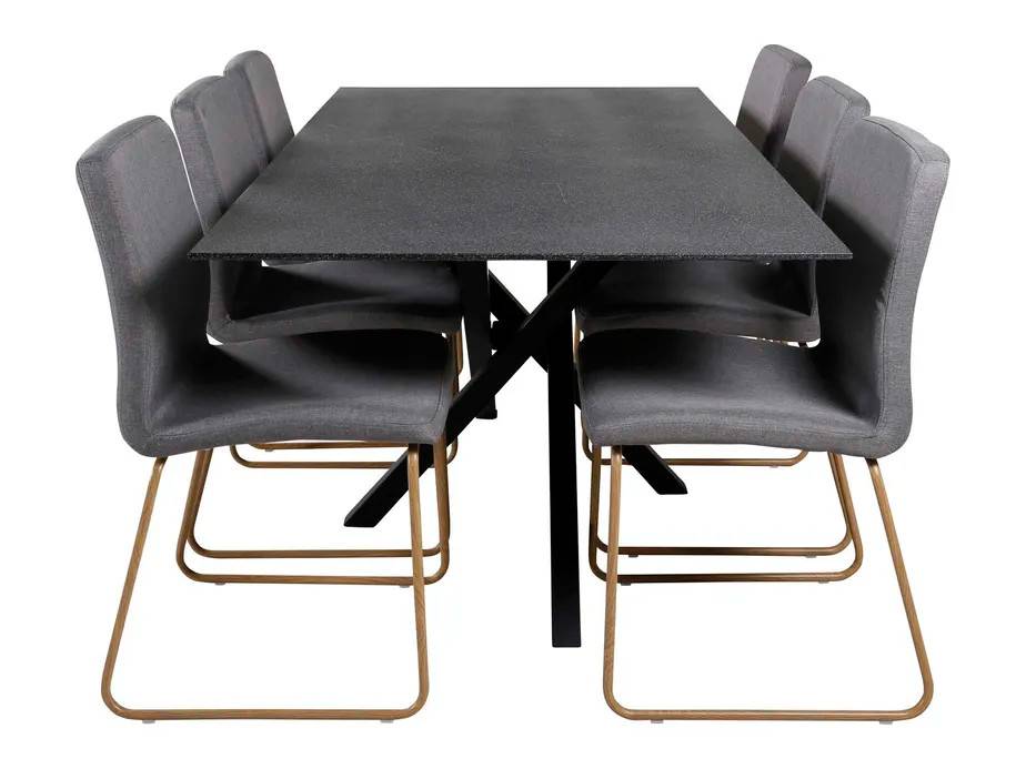 Venture Design Piazza & Mace matgrupp Grå/grå 6 st stolar & bord 180 x 90 cm