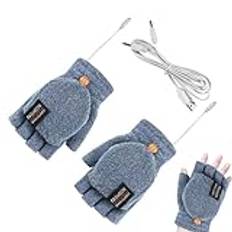 Tioheam Värmehandskar För Kvinnor,Fingerlösa Stickade Värmehandskar - USB uppvärmning vinterhandskar,Tvättbara helhalvfinger elektriska konvertibla handskar Stickad vante