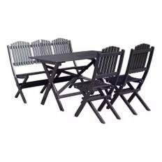 Matgrupp Baltic Garden Visby Bord+1 Soffa+2 Stolar Svart