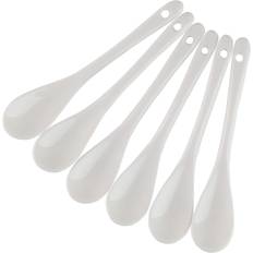 Æggeskeer af porcelæn til blødkogte æg Kaffe Te Desserter Keramikskeer sæt med 6 (æggeskeer 6)