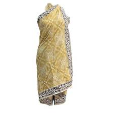Magisk sängkläder strandtäckning för kvinnor Sarong 100 % bomull sarong indisk handblockstryck, baddräkt pareo omlottkjol strand bikini täcka lång (183 x 112 cm), BEIgE, Sarong