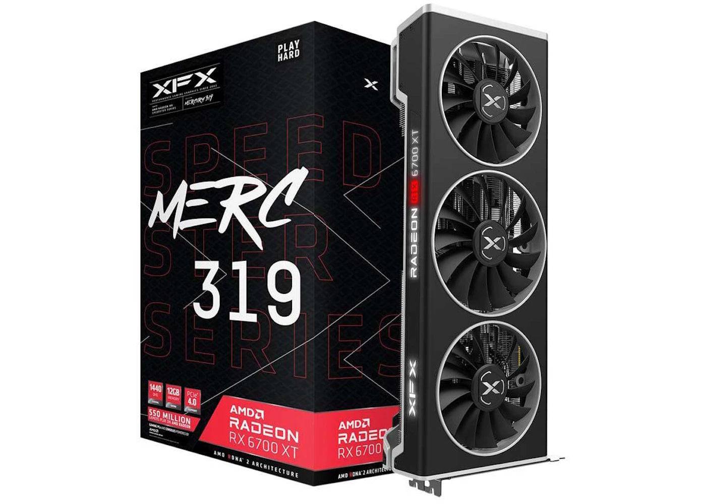 AMD XFX SPEEDSTER MERC319 Radeon RX 6700 XT BLACK Gaming 12GB Graphics Card (RX-67XTYTBDP) - One Size (One Size)