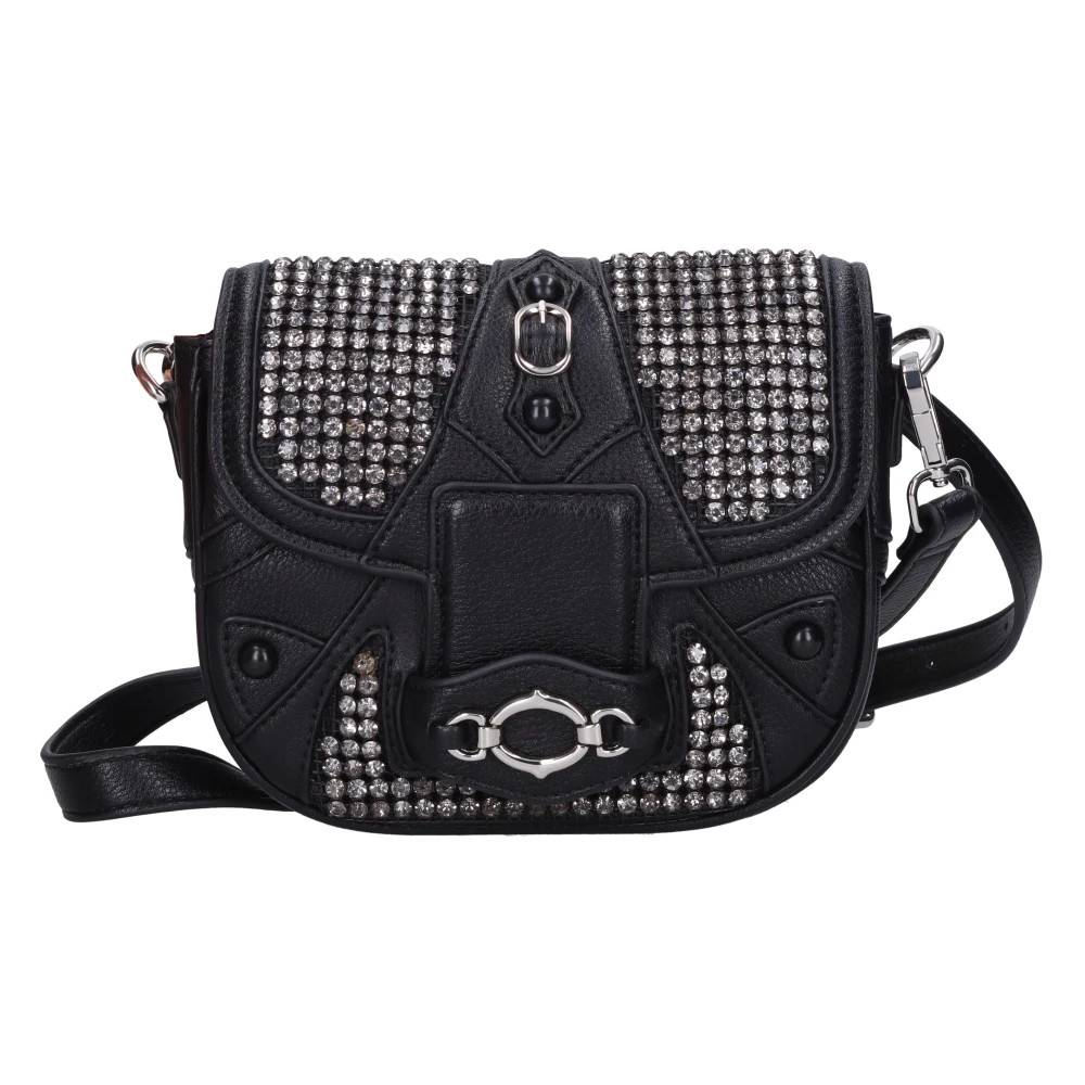 La Carrie Hammered Rhinestone Crossbody Taske - Tasker - Dame - Sort - ONE SIZE - Uld