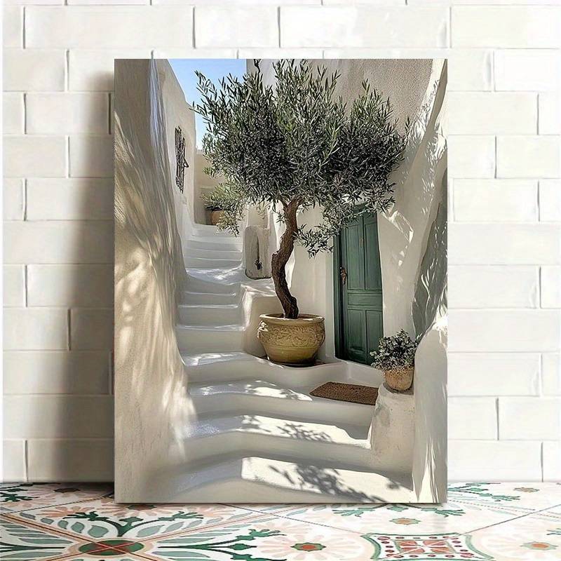 TEMU 1pc Rustic Olive Tree Canvas Art Print, Frame Wall Decor For Living Room, Bedroom, Home Office - Indoor/outdoor Use, Spring/summer Fashion Poster, Olive Tree Decor