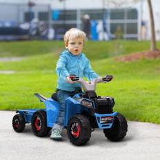 Børne Elektrisk ATV 6V med Anhænger til Børn 1,5-3 År, 2,5 km/t, Sikkert Metalkøretøj i Blå
