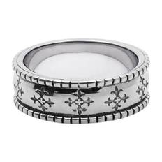 Nialaya, Accessoarer, Herr, 56 MM, Vintage Silver Cross Mönstrad Ring - gray (56 MM)