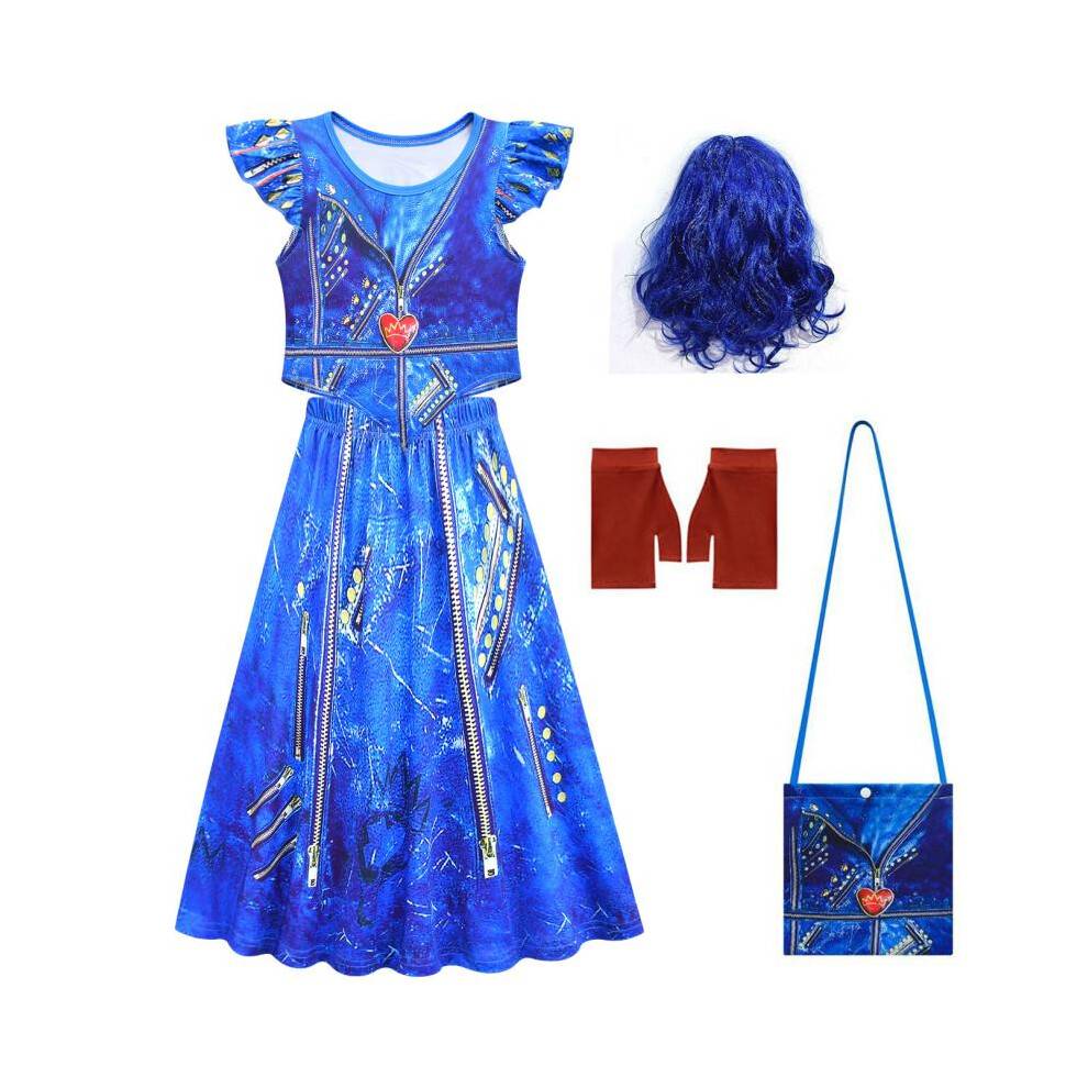 (83193+包包手套, 100cm) New Cosplay Descendants 4 Flutter Sleeve Irregular Top Skirt Set 83193 Costume
