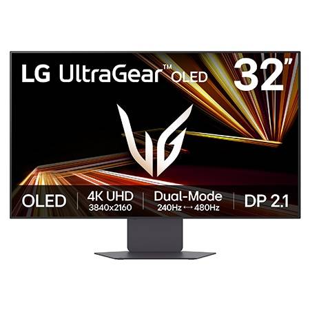 LG 32" UltraGear™ OLED 240 Hz 4K UHD spelskärm│32GX870A med Dual-Mode, DCI-P3 98,5 % (typ.), VESA DisplayHDR™ True Black 400, 0,03 ms (GtG), DP 2.1 - 32GX870A-B