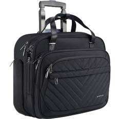 VANKEAN Rollende Laptoptasche Frauen mit Rädern, passend für bis zu 15,6 Zoll Rollende Aktentasche Wasserabweisend Rollende Computertasche mit RFID-Taschen für Reisen/Business/Schule,Schwarz