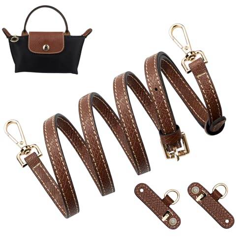 SOPROM Schultergurt für Longchamp Mini, Schulterriemen Gurt Strap für Long Champ Le Pliage Bag(Breite: 11 mm, Farbe: Braun&Gold)
