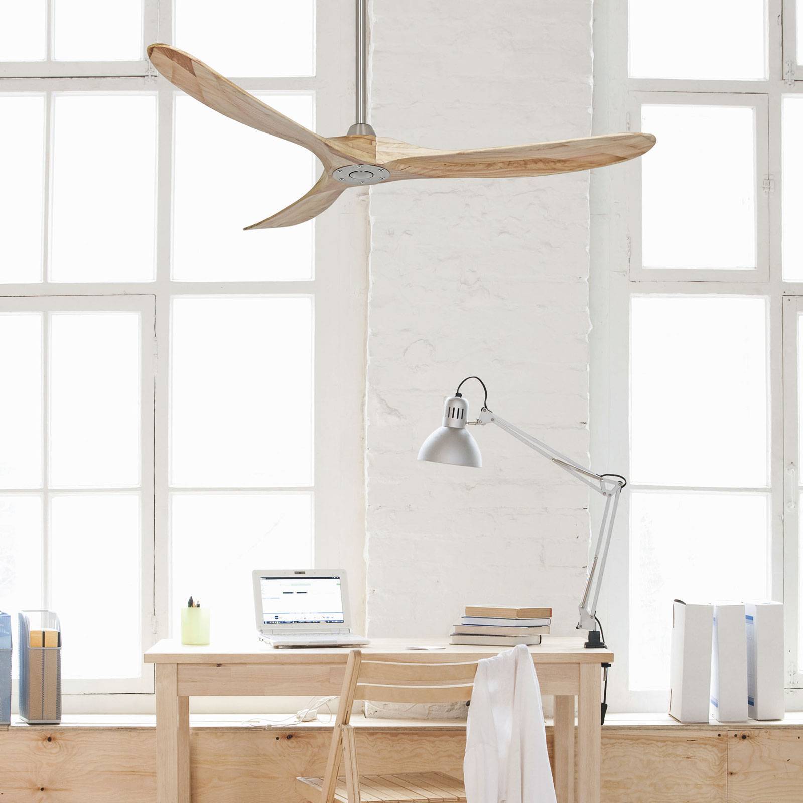 CasaFan Takfläkt ECO GENUINO, krom/ljust trä, Ø 152 cm, tystgående Eco Genuino, Ljust trä, Vardagsrum / matsal, Trä, Modern
