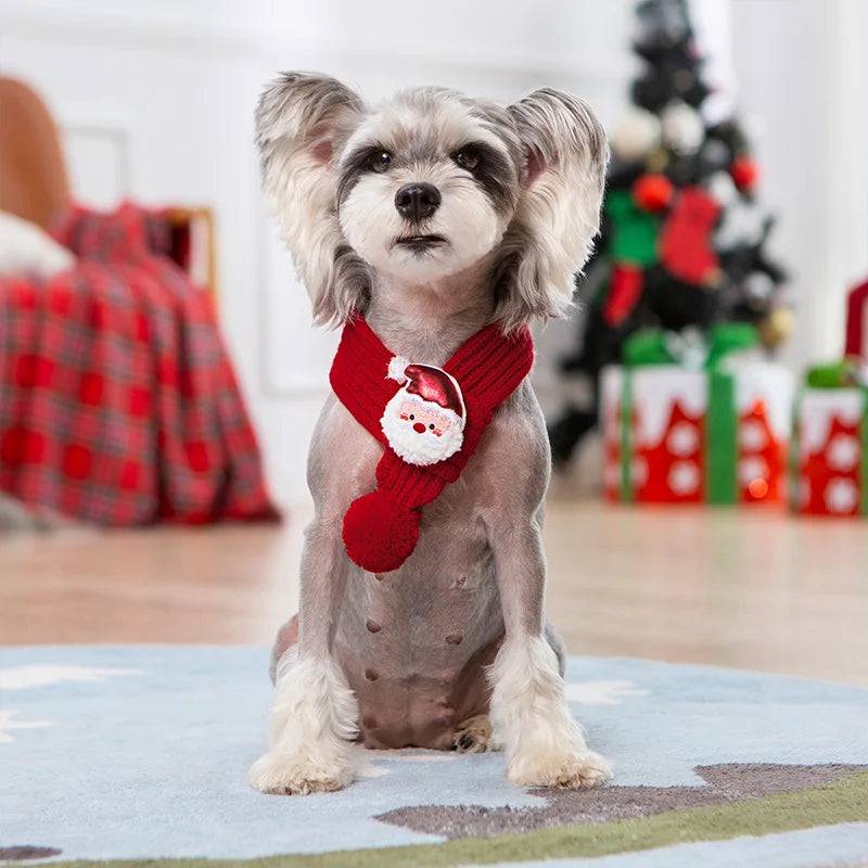 Christmas Cartoon Scarf for Dogs & Cats | Reindeer, Santa & Snowman Designs - Red Santa Claus / S (S)