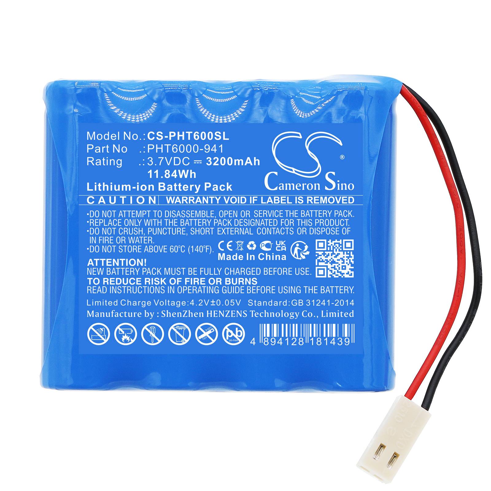 Batteri for Phase Phase II, PHT6000, PHT6000-941 PHT6000-941 3.7 V 3200 mAh Li-ion