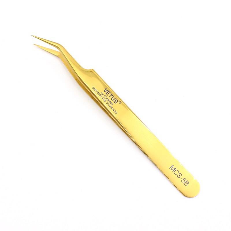 Vetus original 5b stil pincett hyperfin anti syra icke magnetisk esd pincett för ögonfransförlängning nail art - 5b- guld