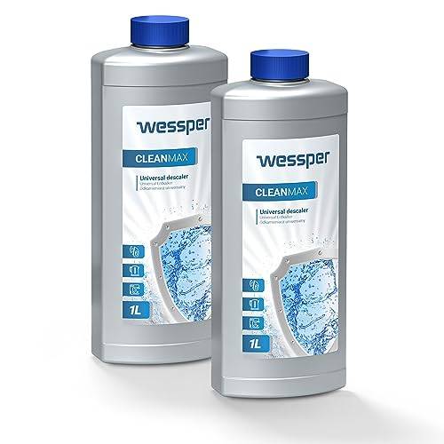 Wessper 2 Stuks Avkalkningsmedel för Kaffemaskin, Vattenkokare och Järn 1000 ml, Limeskalarborttagare och Rengöring | Kompatibel med Tassimo, Bosch, Senseo, Nespresso, Dolce