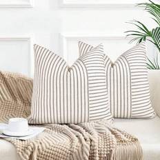 1 st Jacquard vävt randigt dekorativt kuddfodral, innerkudde ingår ej - Ljusgrå (40*40,45*45,60*60,30*50,50*50)