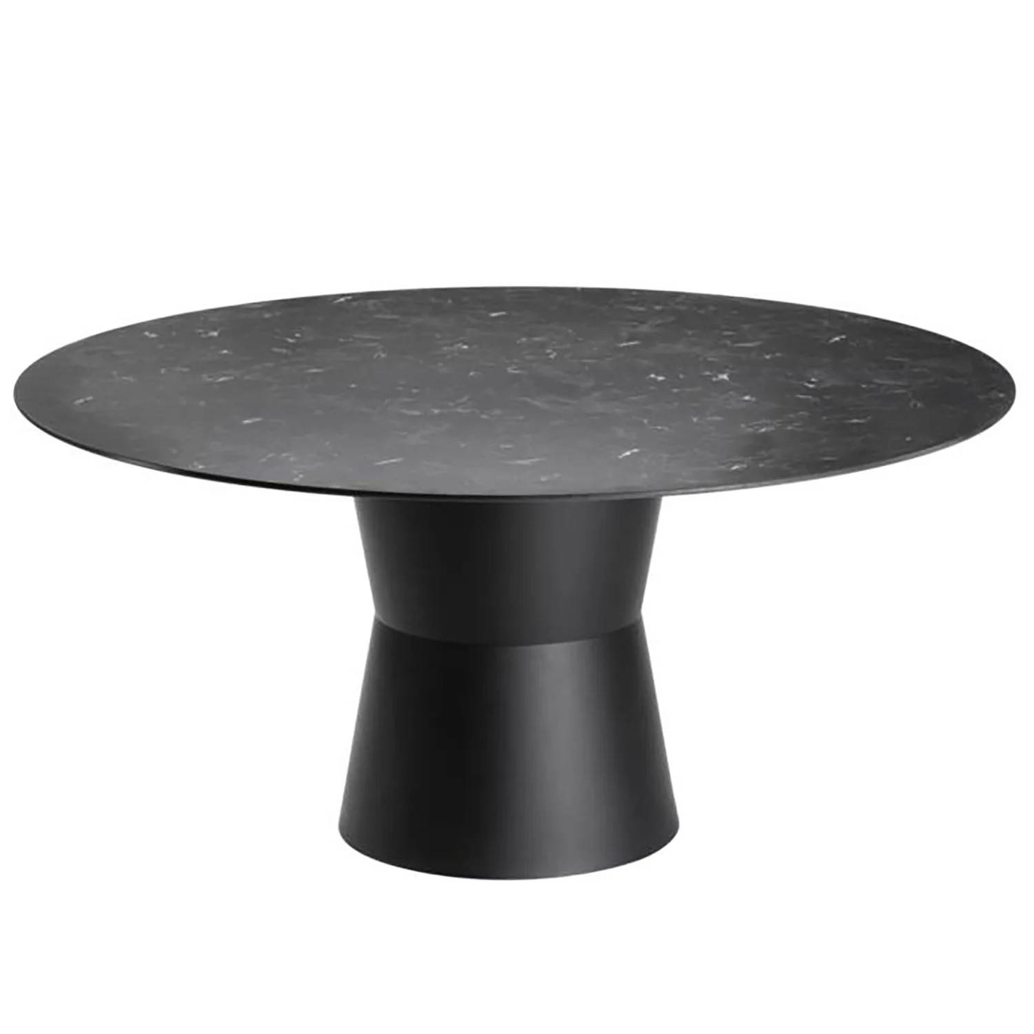Nidaba matbord Svart/Svart marmor HPL, Ø160 cm