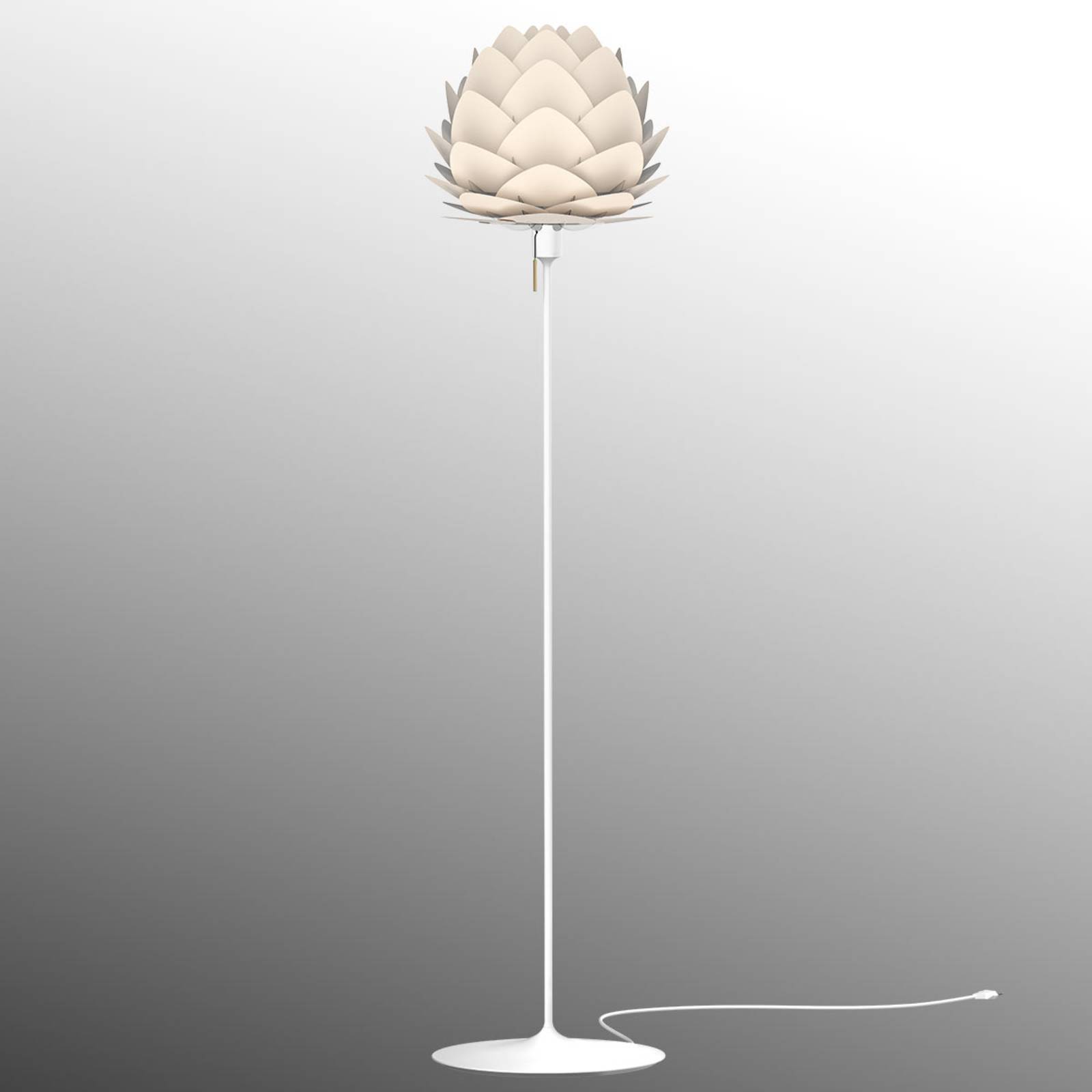 UMAGE Design golvlampa Aluvia mini, Vitt / opal, Vardagsrum / matsal, Aluminium / grå / zink, Skandinavisk, Golvlampa