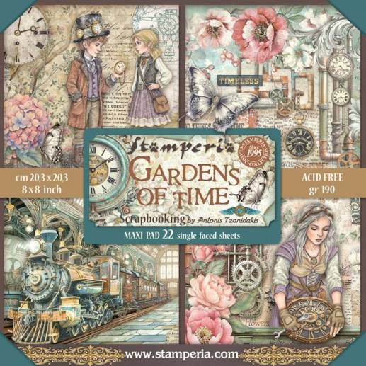 Paper Pad Maxi Stamperia 8x8 Tum - Gardens of Time - Singel Face