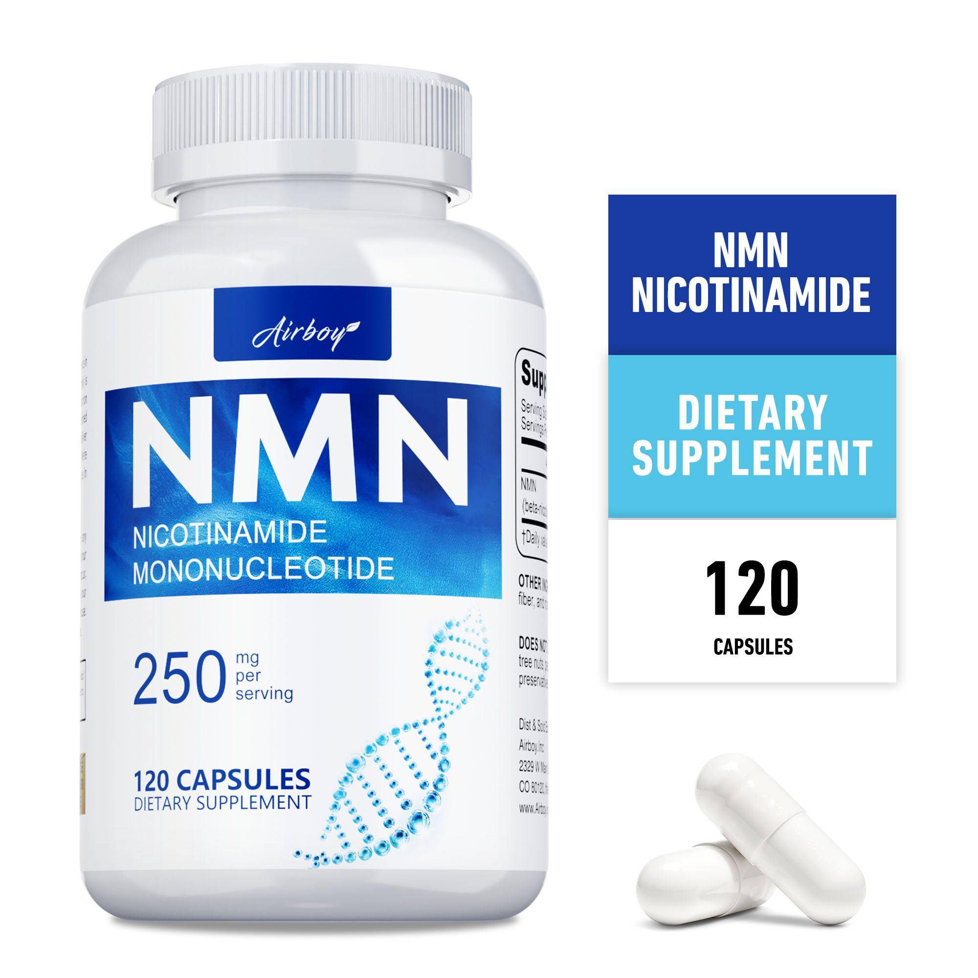 Niacinamid NMN stabil form, NAD+-tillskott, mononukleotidextrakt, kosttillskott, lämpligt för vuxna