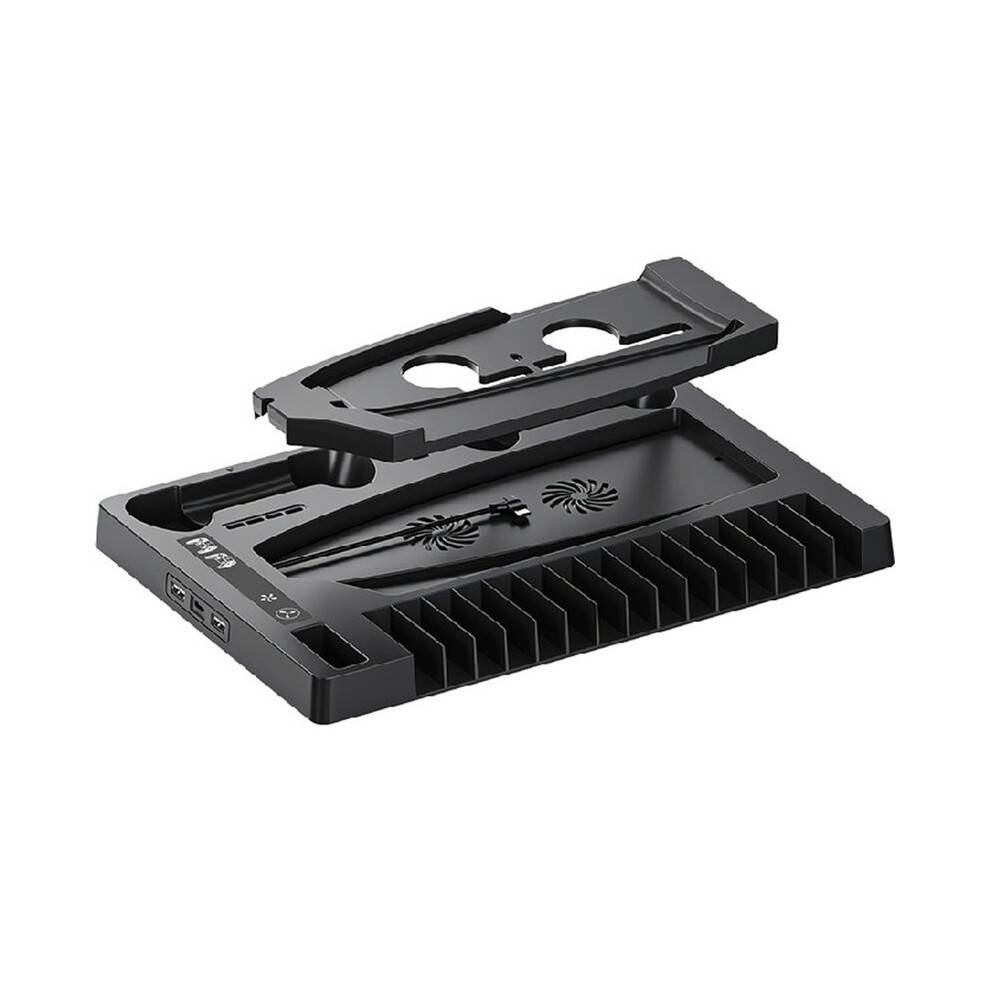 Stand for PS5pro/PS5slim/PS5 Cooling Fan Accessories Controller Charging Dock, and Headset/Disc Storage Rack Black