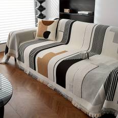 TEMU Non-slip Sofa Cover With Tassels - Pet-friendly, Machine Washable Chenille Fabric Couch Protector For Single To 4 Seater Sofas