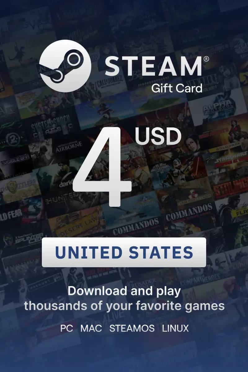 Steam Wallet $4 USD Gift Card (US) - Digital Code.