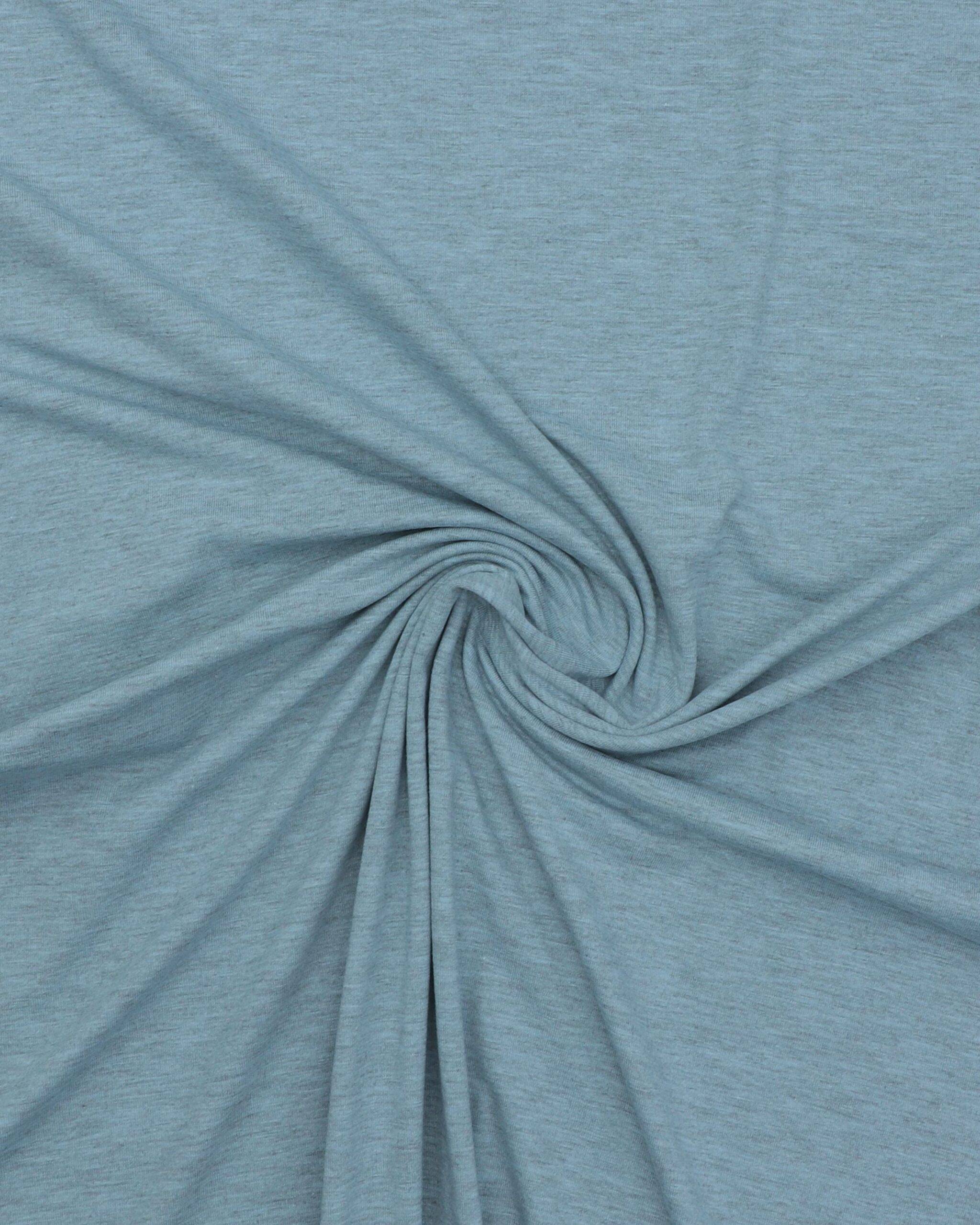 Meleret lyseblå - Bomuld/polyester jersey - 30% Polyester, 65% Bomuld, 5% Elastan