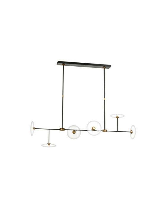 Calvino Linear Chandelier Black and Antique Brass Large