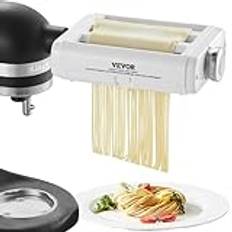 VEVOR Pastatillbehör för KitchenAid Stativmixer, 3-i-1 Rostfritt stål Pasta Roller Cutter Set inklusive pastarksrulle, spaghetti och fettuccine skärare, 8 justerbara tjocklekar knopp Pasta-tillverkare