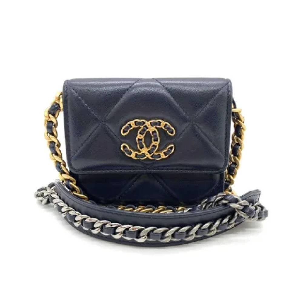 Chanel Vintage Pre-owned Stof chanel-tasker - Vintage - Dame - Blå - ONE SIZE -