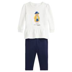 Polo Ralph Lauren Sweatshirt/Leggings - Vit/Marinblå m. Gosedjur - Polo Ralph Lauren - 62 - Sweatshirt