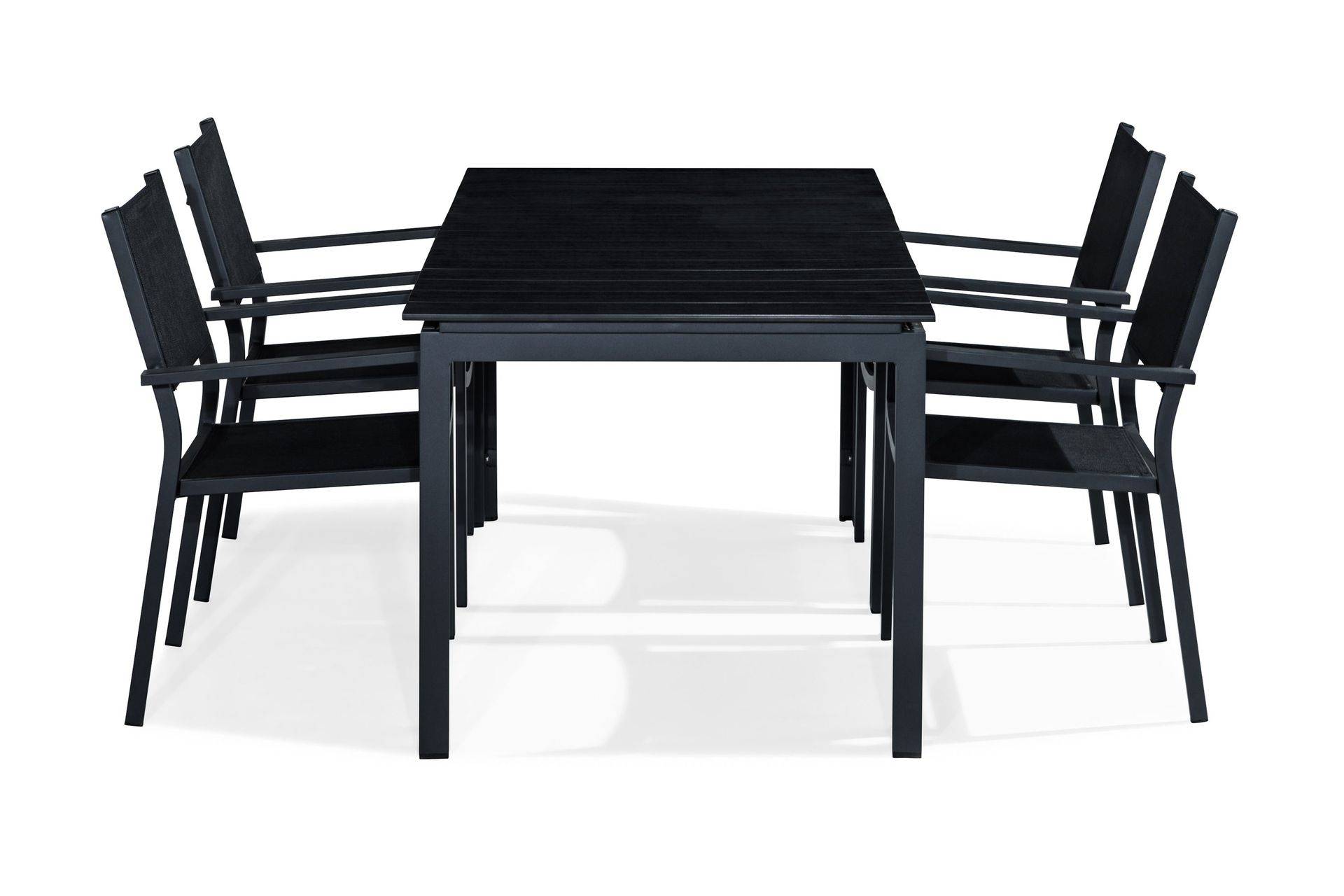 Comfort Garden Tunis Matgrupp Utomhus 152-210x90 + 4 Stapelstolar - Svart Matgrupper utomhus