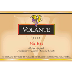 Volante Malbec McCoy Vineyards Sonoma County 2013