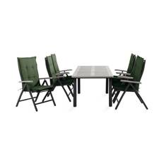 Matgrupp Utomhus Monaco 90x152-210 + 6 Positionsstolar m Dyna - Svart|Grå|Grön utomhus Grå,Grön,Svart Comfort Garden