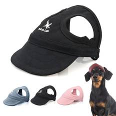 TEMU Adjustable Pvc Dog Sun Hat With Elastic Strap - Waterproof Pet Cap For Small, Medium, And Large Breeds - Non-textile Outdoor Visor For Uv Protection