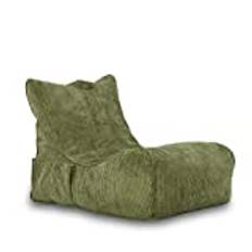 Ecopuf - Flavio puff - Velvet Chaise Longue - Varm puffstol med ficka och handtag - Inomhusfåtölj - Sittsäck med handtag - Material Corduroy - 80x60cm - Grön Sz20