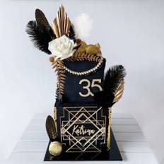 TEMU Laventy -inspired Feather Cake Topper, Roaring 20s Prom And Rose Decoration, Artificial Simulation Feathers, Plastic