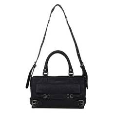 Scarlett Buckle Rock W. Antique Silver Bags Small Shoulder Bags-crossbody Bags Black Nunoo