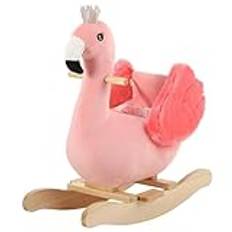 FUNLIO Flamingo gunghäst för spädbarn i åldern 6 månader till 3 år, söt och elegant rosa gungstol för flickor, fylld plysch att åka, lätt att montera