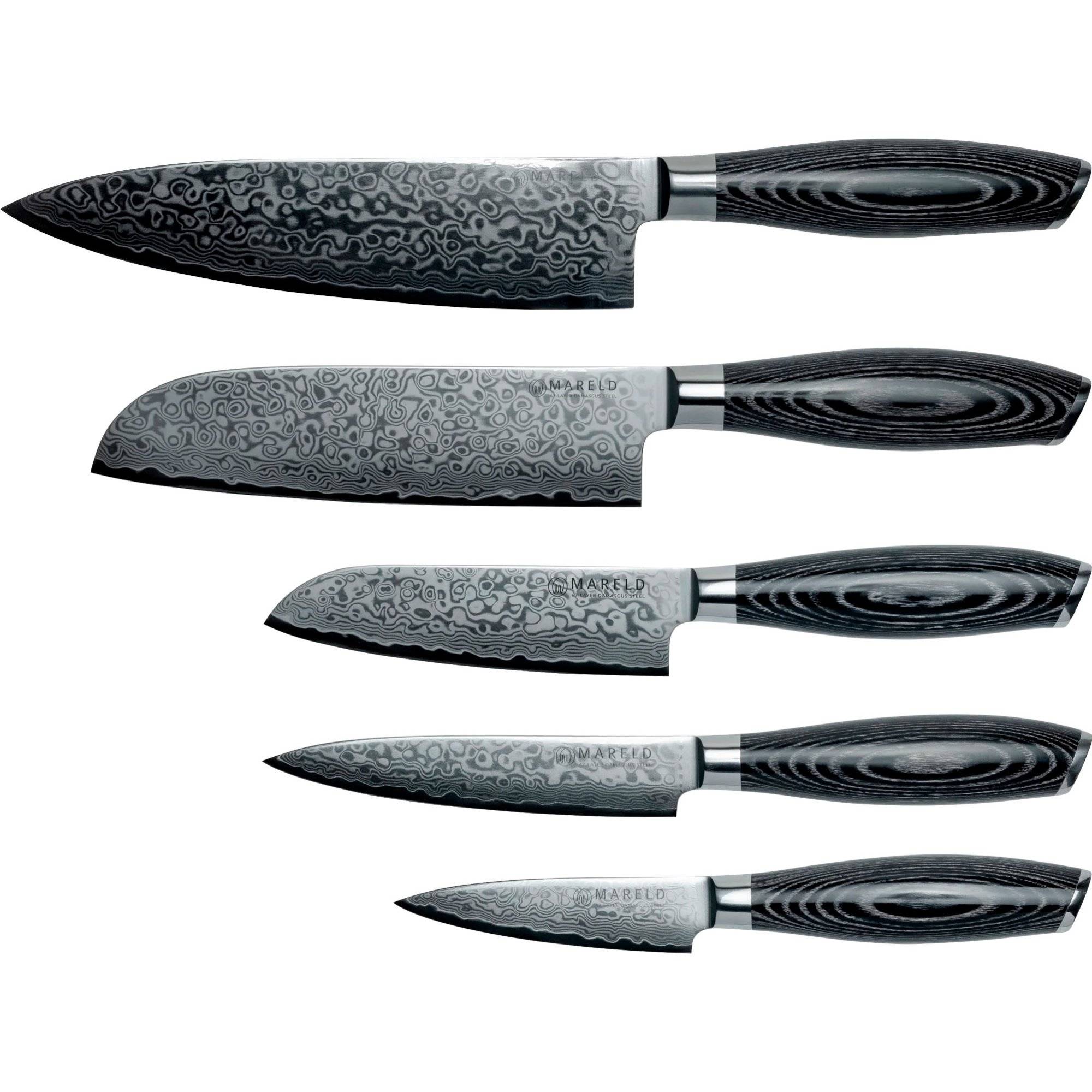 Mareld Knivset, 5 knivar, svart - Svart, stål